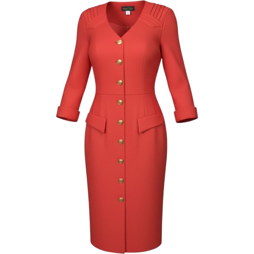 Stuart Alan Vintage‎ Button Up Red Dress